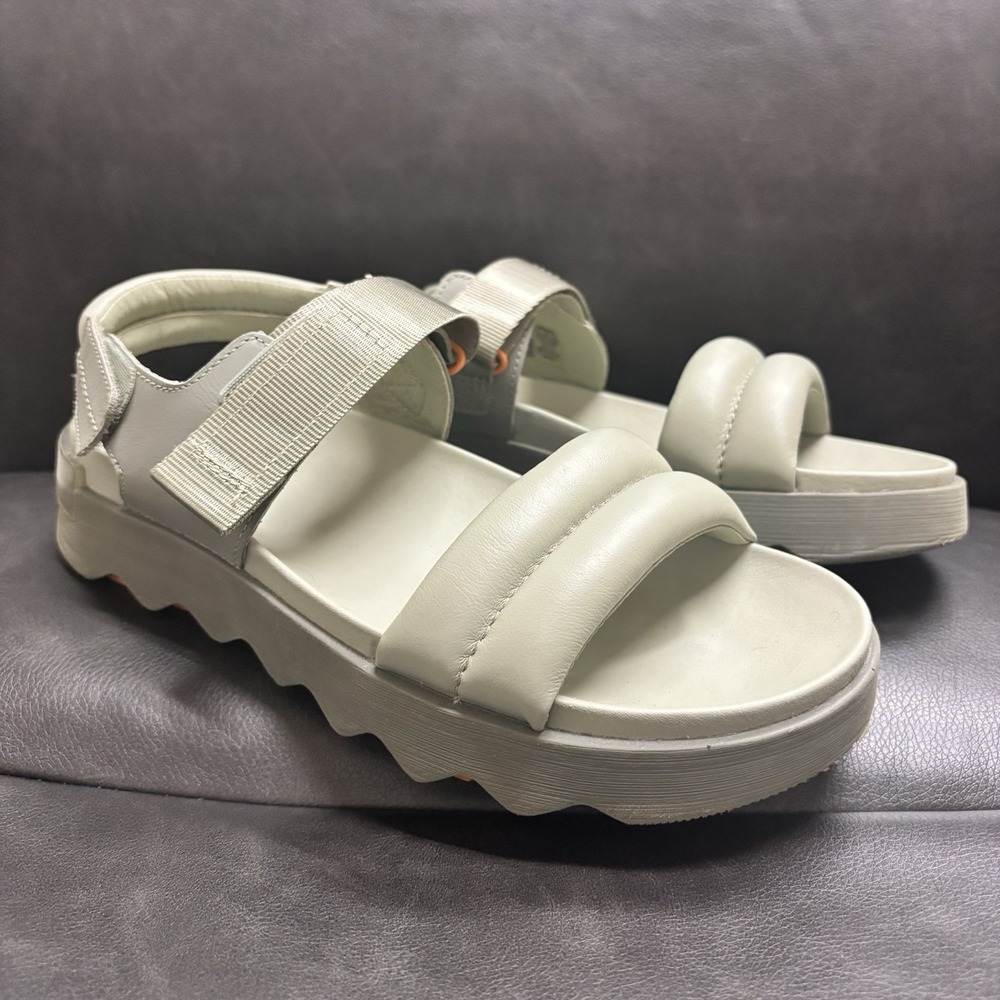 Sorel Viibe Sandals Womens Size 9 Soft Green Leather Slingback Comfort Flat Vibe